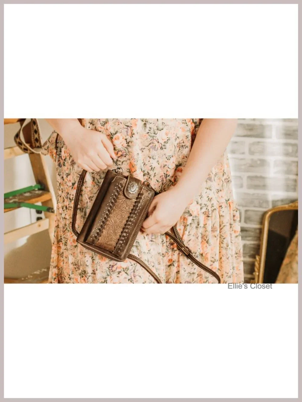 Western Crossbody Phone Wallet RFID Blocking Faux Leather with Cash Slots